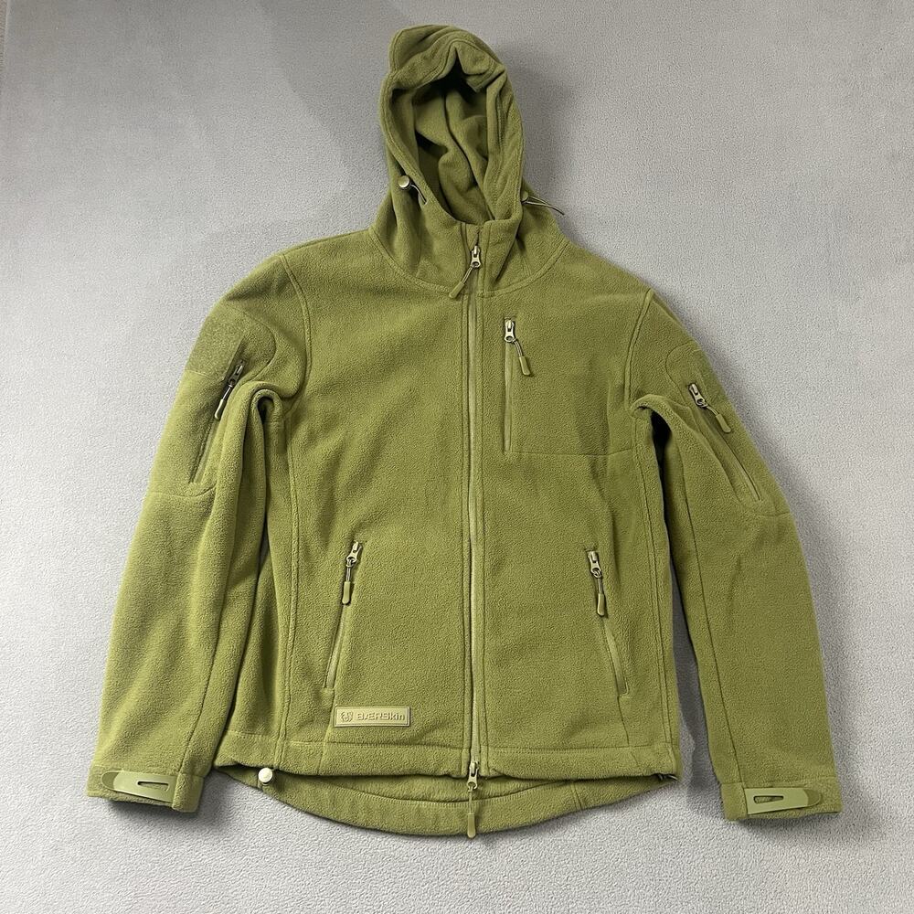 Baerskin Tactical Hoodie Mens Small Green Full Zip Up Fleece Military Pockets